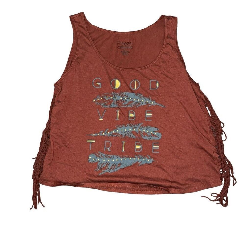 FREEZE “Good Vibe Tribe” Tassel Sides Tank Top Size 2X